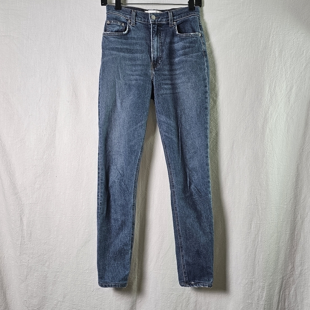 Reformation High Rise Skinny Distress Blue Jeans Sz 28